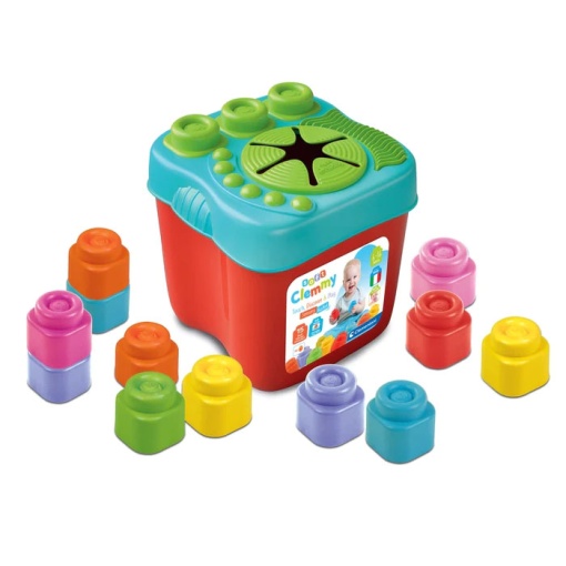Balde sensorial com 15 blocos de construção CLEMENTONI Soft Clemmy