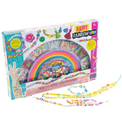Kit de Pulseiras NICE Crea Perline Abc Happy Rainbow 300 Peças