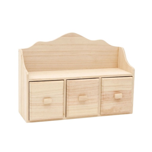 Móvel de madeira com 3 gavetas 30x11x21,5cm