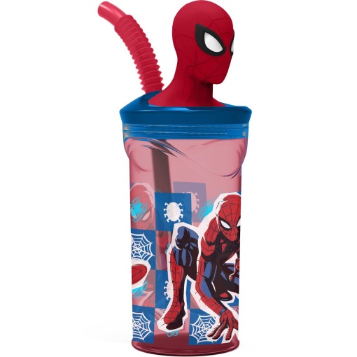 Copo MARVEL Spider-man com tampa 3D e palhinha 360ml 74766