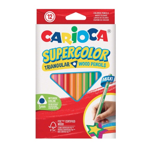 Lápis de Cor CARIOCA Supercolor Maxi Triangular com 12