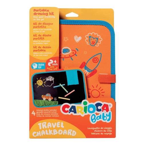 Quadro de Ardósia de Viagem + 4 Giz CARIOCA Baby