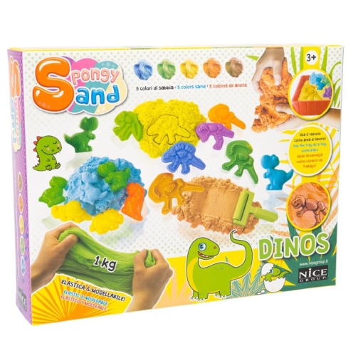 Areia mágica com acessórios dinossauro NICE SPONGY SAND 5x200g