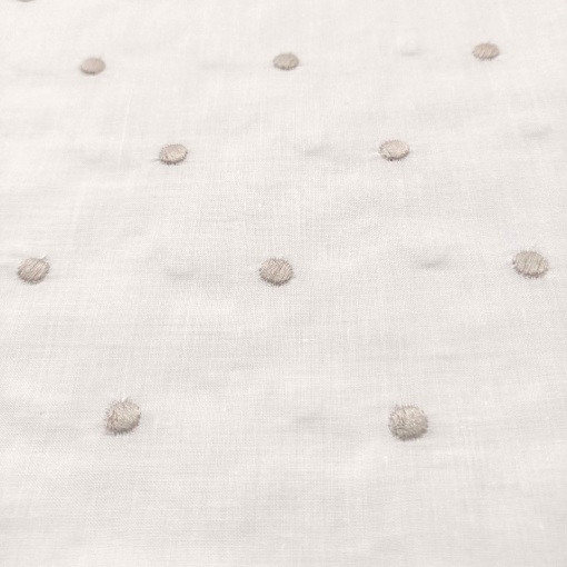 Tecido Bordado Bolas Branco/Cinza 1x1,50m