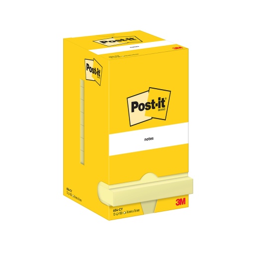 Bloco de Notas Aderentes POST-IT 654 76x76mm Amarelo 100 folhas caixa com 12