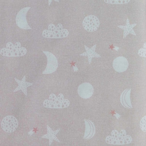 Tecido Percal Luas/Estrelas Rosa/Branco 1x1,50m
