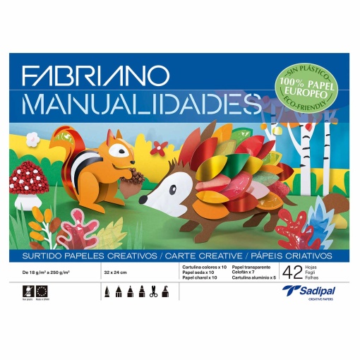 Caderno Trabalhos Manuais A4 Papéis Sortidos com 42 folhas