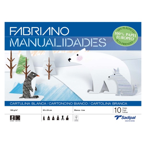 Caderno Trabalhos Manuais Cartolina A4 Branco com 10 folhas FABRIANO