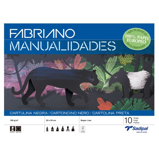Caderno Trabalhos Manuais Cartolina A4 Preto com 10 folhas FABRIANO