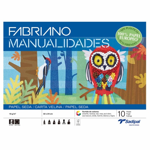 Caderno Trabalhos Manuais FABRIANO A4 Papel Seda Cores Sortidas com 10 folhas