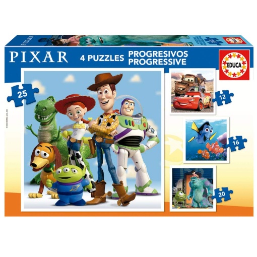 Puzzle EDUCA 12-16-20-25 peças Progressivo DISNEY PIXAR