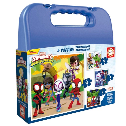 Maleta Puzzle EDUCA 6-9-12-16 Peças Progressivo MARVEL Spidey And His Amazing Friends