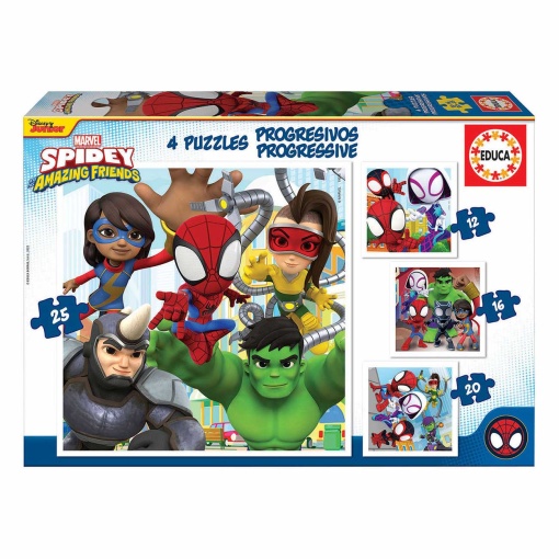 Puzzle EDUCA 12-16-20-25 peças Progressivo MARVEL Spidey And His Amazing Friends