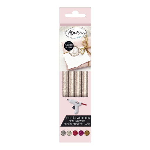Lacre para Pistola Nacarado com Glitter 1,2x18cm com 4 ALADINE