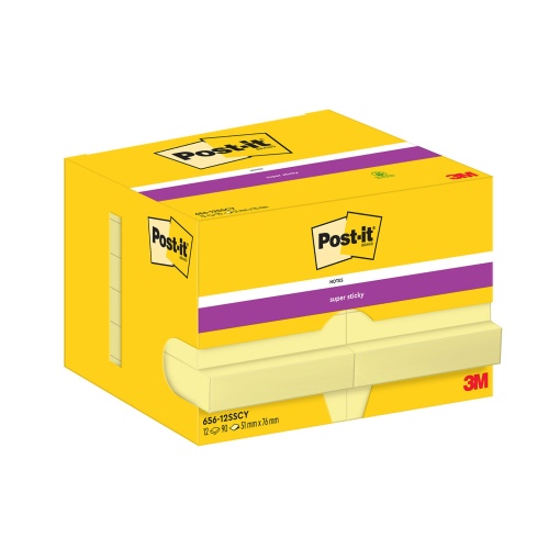 Bloco de Notas Aderentes POST-IT 656cy 76x51mm Amarelo 90 folhas caixa com 12