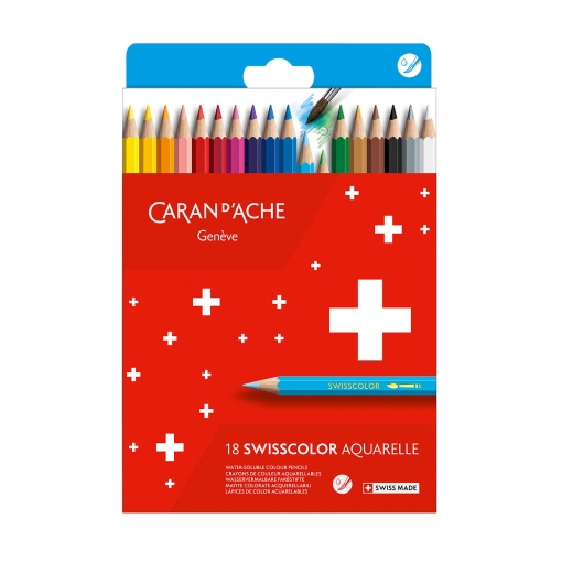 Lápis de Cor Aguarelável Caran D'ache Swisscolor com 18