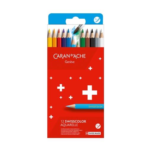Lápis de Cor Aguarelável Caran D'ache Swisscolor com 12