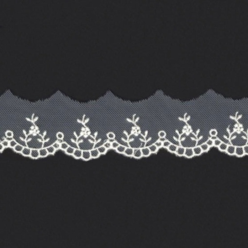 Fita de tule bordado HILOGAR Valenty 30mm branco 53446 (metro)