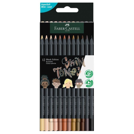 Lápis de Cor FABER-CASTELL Black Edition Tons Pele 12 Cores