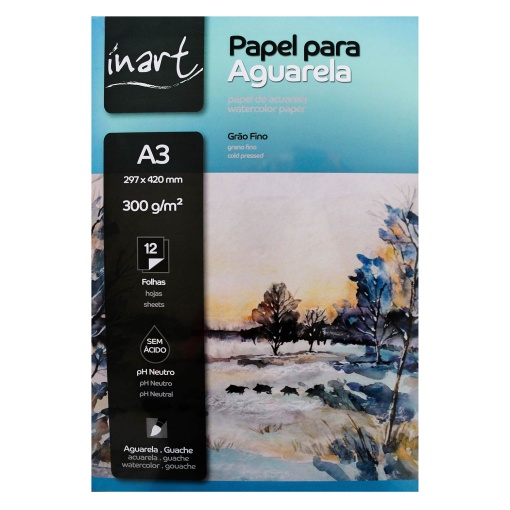 Bloco Aguarela INART Grão Fino A3 300g 12 folhas Acid Free