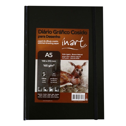Diário Gráfico INART A5 165g Cosido 40 folhas com Elástico