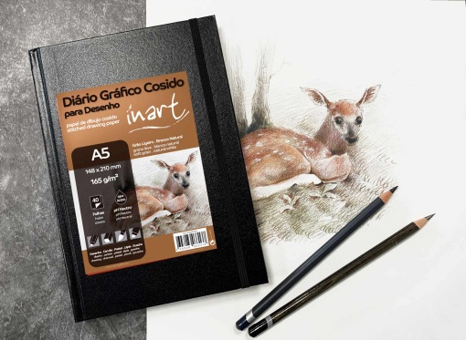 Diário Gráfico INART A5 165g Cosido 40 folhas com Elástico