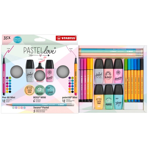 Conjunto STABILO Pastel LOVE Mini World com 35un