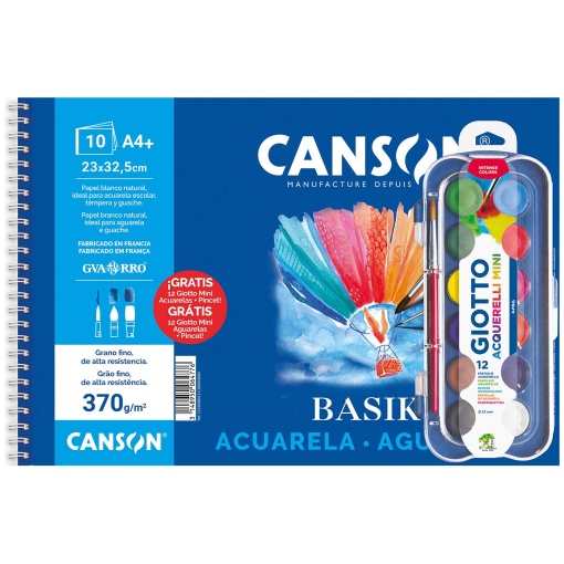 Bloco Aguarela CANSON 23x32,5cm 370g 10 folhas Grão Grosso com oferta