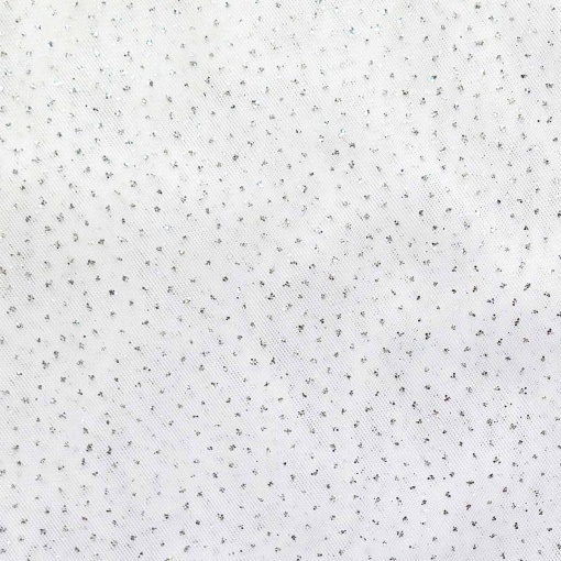 Tule com Glitter Branco/Prateado 1x1,60m