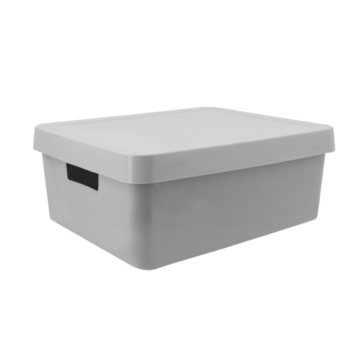 Caixa Multiusos KOZZI Mimo 11 Litros com Tampa 35,5x26,5x13,5cm Cinza