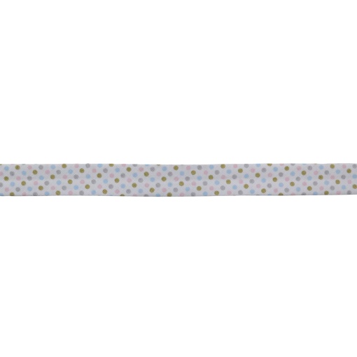 Fita de Viés com Pintas 18mm Branco/multicor (metro)
