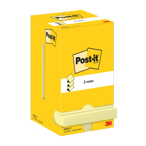 Bloco de Notas Aderentes POST-IT R330cy 76x76mm Zig-zag Amarelo caixa com 12