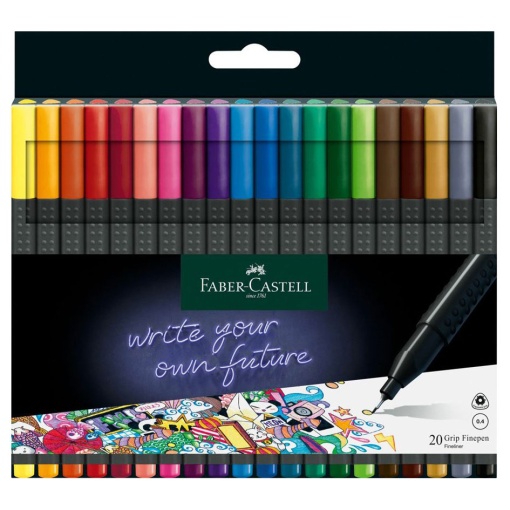 Fineliner FABER-CASTELL Black Edition Grip Finepen 0,4mm 20 Cores