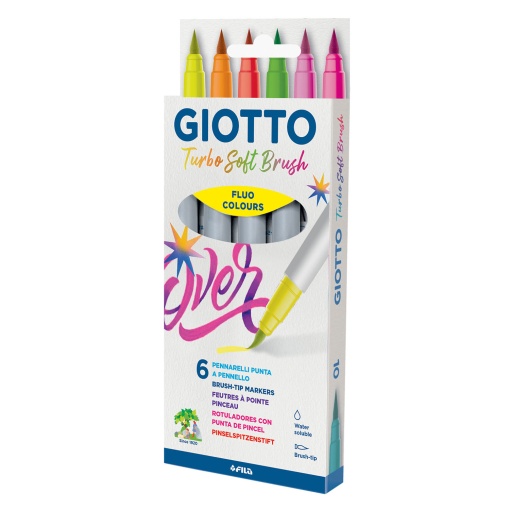 Brush Pen Aguarelável GIOTTO Turbo Soft Fluo 6 Cores
