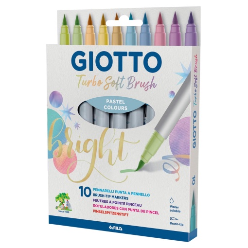 Brush Pen Aguarelável GIOTTO Turbo Soft Pastel 10 Cores