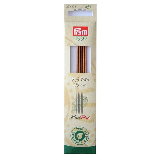 Agulha de tricot de duas pontas PRYM Knit Pro madeira natural 2,5mm 15cm com 5 unidades
