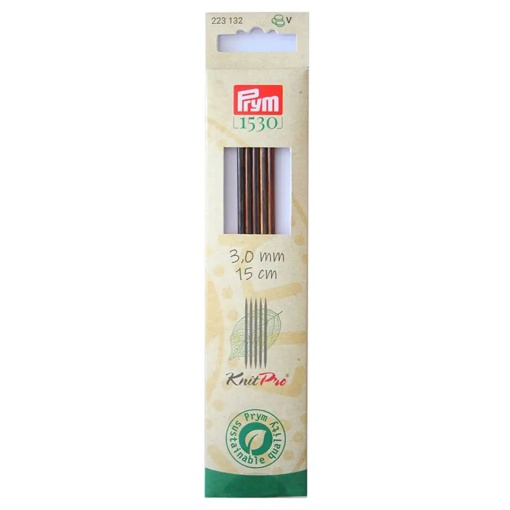 Agulha de tricot de duas pontas PRYM Knit Pro madeira natural 3mm 15cm com 5 unidades