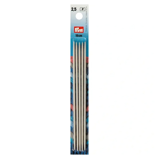 Agulha de tricot de duas pontas PRYM 2,5mm 15cm cinza com 5 unidades