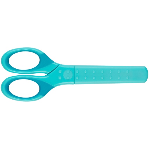 Tesoura Escolar 13,5cm Redonda FABER-CASTELL Grip com Tampa Azul Claro