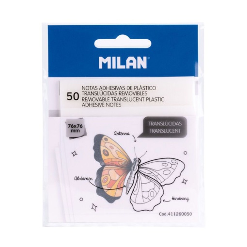 Bloco de Notas Aderentes MILAN 76x76mm Translúcido com 50 Sortido