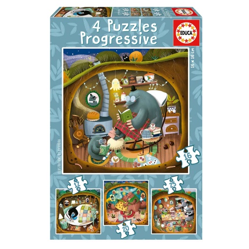 Puzzle EDUCA 12-16-20-25 peças Progressivo Contos da Floresta