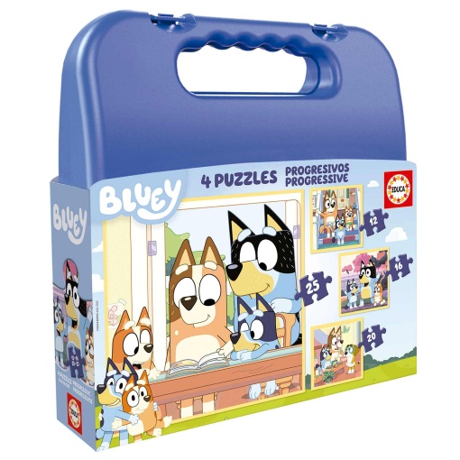 Maleta Puzzle EDUCA 12-16-20-25 Peças Progressivo BLUEY
