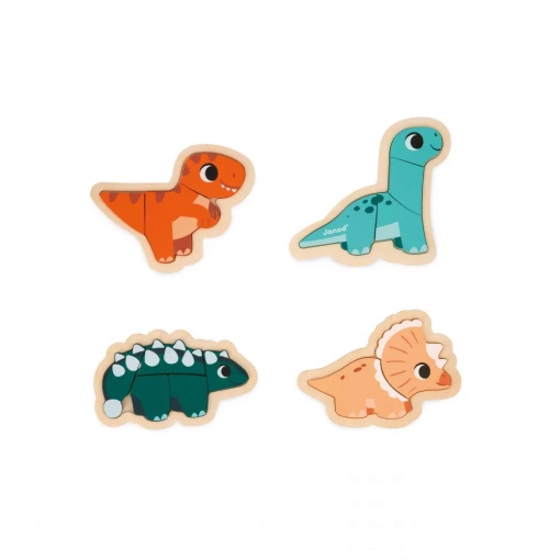 Puzzle de Madeira JANOD 2-3-4-5 peças Evolutivo DINO