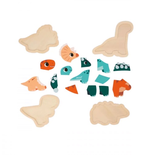 Puzzle de Madeira JANOD 2-3-4-5 peças Evolutivo DINO