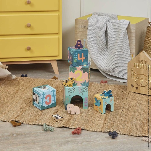 Torre Empilhável com 5 Cubos + Animais JANOD