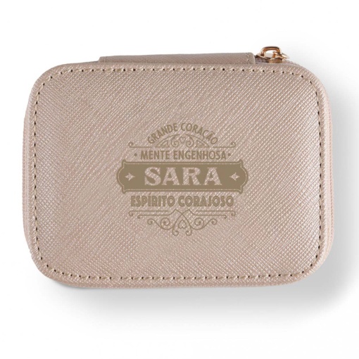 Guarda-joias de Viagem "Sara Grande Coração, Mente Engenhosa, Espírito Corajoso"