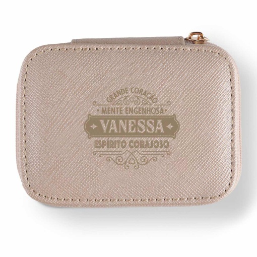 Guarda-joias de Viagem "Vanessa Grande Coração, Mente Engenhosa, Espírito Corajoso"