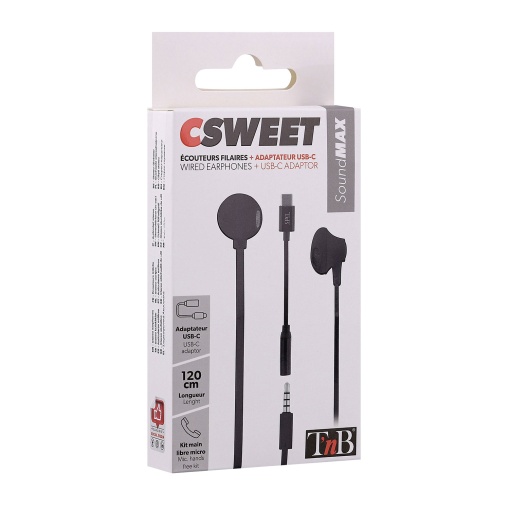 Auriculares com fio TNB Sweet com microfone preto