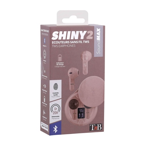 Auriculares Bluetooth TNB Shiny 2 5.1 com caixa de carregamento rosa