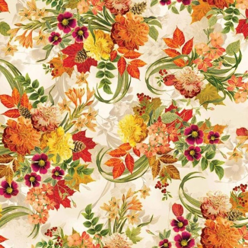 Tecido HILOGAR Harvest Festival Creme/Multicor/Metálico 1x1,10m